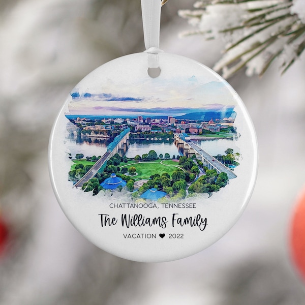 Chattanooga Tennessee Christmas Ornament, Tennessee Vacation, Family Trip, Engaged Married Gift, Travel Gift, Engagement Gift 3183