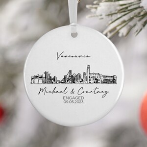 Vancouver Canada Ornament, Vancouver Skyline, Vancouver Canada Vacation, Engagement, Honeymoon, Travel Souvenir, Vacation Gift, 4007