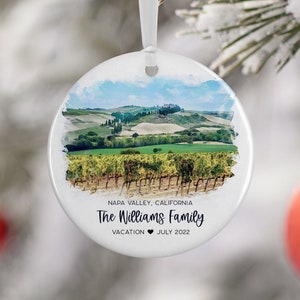 Napa Valley California Ornament, California Vacation, Wine Country, Engaged, Married Ornament, Travel Gift, Wedding Engagement Souvenir 3122