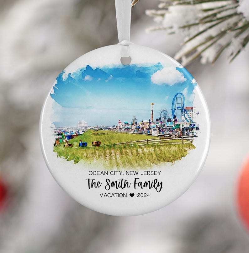 Ocean City New Jersey Ornament, Jersey Shore, Ocean City NJ Vacation, Honeymoon, Travel Souvenir