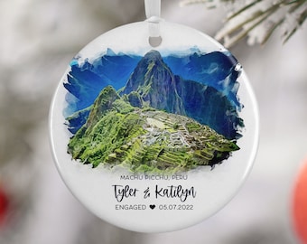 Machu Picchu Peru Ornament, Vacation, Engagement Married Ornament, Travel Gift for Engaged Couple, Engagement Gift, Vacation Souvenir 3104