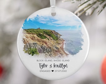 Block Island Rhode Island Christmas Ornament, Block Island Vacation, Family Trip, Engaged Married Gift, Travel Gift, Engagement Gift 3176