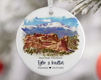 Pikes Peak Ornament, Colorado Vacation, Travel Gift for Engaged Couple, Engagement Gift, Travel Souvenir 3058