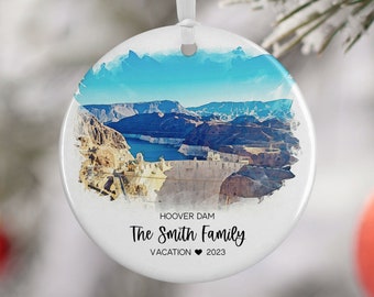 Hoover Dam Ornament, Hoover Dam Vacation, Engaged Married Ornament, Travel Gift, Wedding Engagement Gift, Travel Souvenir 3300