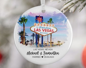 Las Vegas Nevada Ornament, Las Vegas Vacation, Engaged Married Ornament, Travel Gift, Wedding Engagement Gift, Travel Souvenir 3302