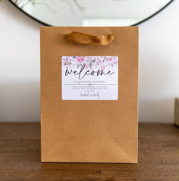 Pink blush flower gift bag sale