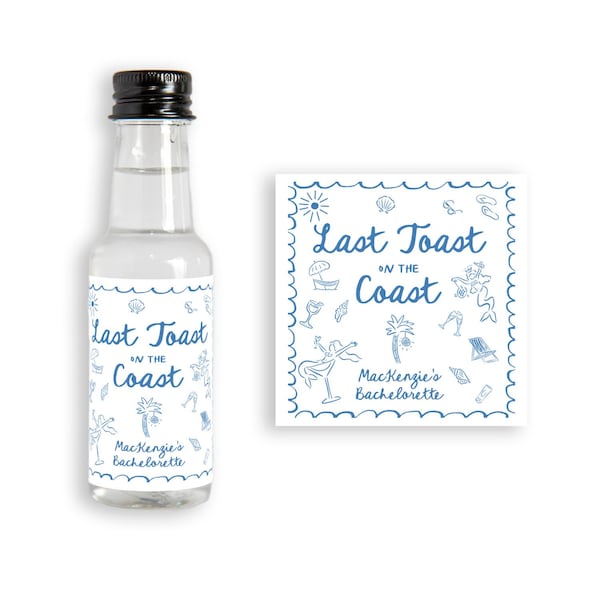 Last Toast on the Coast Bachelorette Party Mini Liquor Bottle Stickers
