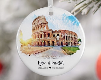 Rome Italy Ornament, Italy Vacation Ornament, Travel Engagement, Travel Gift for Engaged Couple, Vacation Souvenir 3086