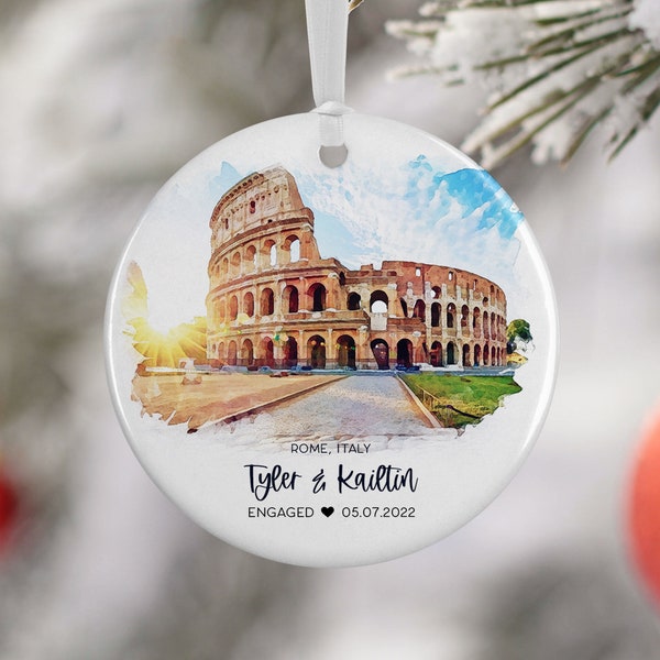Rome Italy Ornament, Italy Vacation Ornament, Travel Engagement, Travel Gift for Engaged Couple, Vacation Souvenir 3086