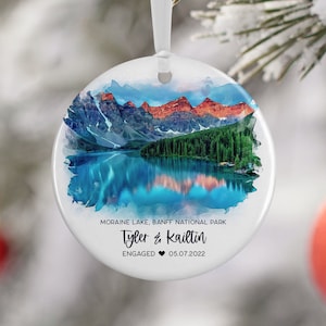 Banff National Park Ornament, Moraine Lake, National Park Engagement, Canada Vacation, Honeymoon, Travel Gift, Vacation Gift, 3012