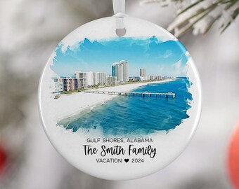 Gulf Shores Alabama Ornament, Beach Vacation, Gulf Shores Vacation, Engagement, Honeymoon, Travel Souvenir, Vacation Gift, 3312