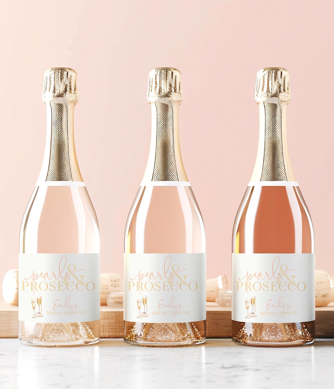 Pearls & Prosecco Mini Champagne/prosecco Labels, Bridal Shower Favors ...
