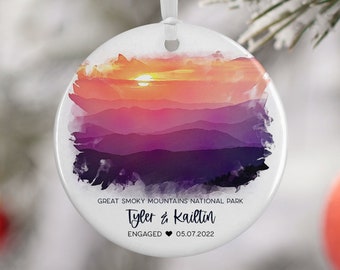 Great Smoky Mountains National Park Ornament, Engaged Smokies, Travel Engagement, Vacation, Honeymoon, Travel Gift, Engagement Gift, 3035