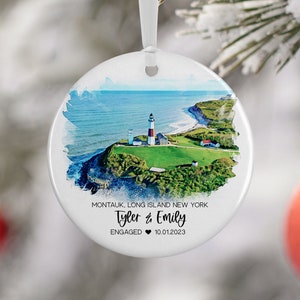 Montauk Long Island New York Ornament, Long Island Vacation, Engaged, Married Ornament, Travel Gift, Wedding Engagement Gift Souvenir 3282