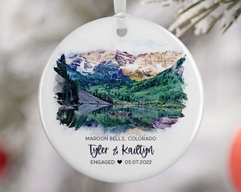 Maroon Bells Colorado Ornament, Family Vacation, Engaged Gift, Married Ornament, Travel Gift, Wedding Engagement Gift Souvenir 3142