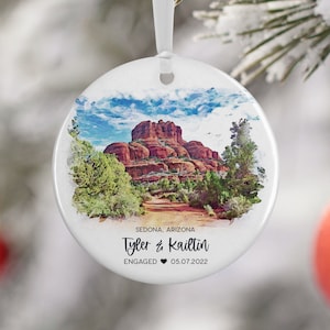 Sedona Arizona Engagement Ornament, Engaged in Sedona, Red Rocks, Travel Engagement, Vacation, Honeymoon, Travel Gift, Engagement Gift, 3033