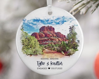 Sedona Engagement Ornament: Personalized Travel Gift 3033