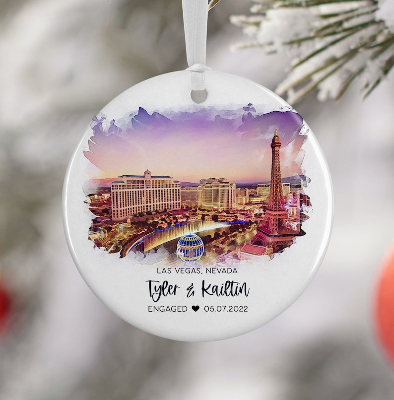 Las Vegas Nevada Ornament, Wedding Gift, Travel Gift, Engaged Ornament, Engagement Gift, Honeymoon, Married, Vacation Gift 3072 Bild 1