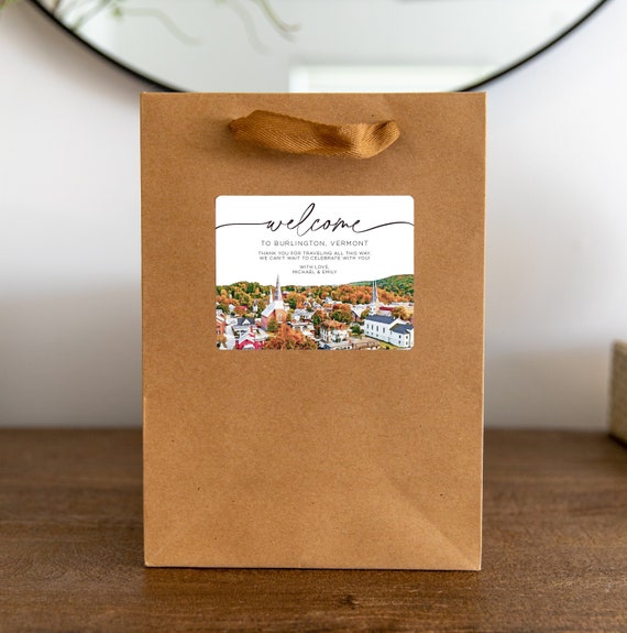 Burlington Vermont Wedding Welcome Bag Stickers
