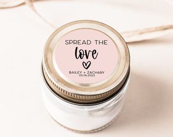 Spread the Love Jam Stickers, Round Wedding Jam Labels, Wedding Jam Favors, Bridal Shower Favor Stickers, Jar Labels, Wedding Favors, V2