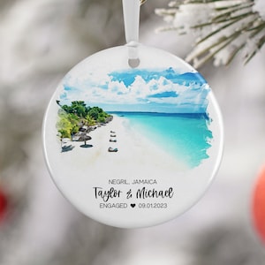 Negril Jamaica Christmas Ornament, Family Vacation, Engagement Gift, Family Trip, Engaged Married Gift, Travel Souvenir, 3251