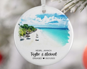 Negril Jamaica Christmas Ornament, Family Vacation, Engagement Gift, Family Trip, Engaged Married Gift, Travel Souvenir, 3251