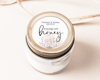 Found my Honey Stickers, Honey Jar Stickers, Honey Wedding Favors, Honey Bridal Shower, Wildflower Design Favors V3