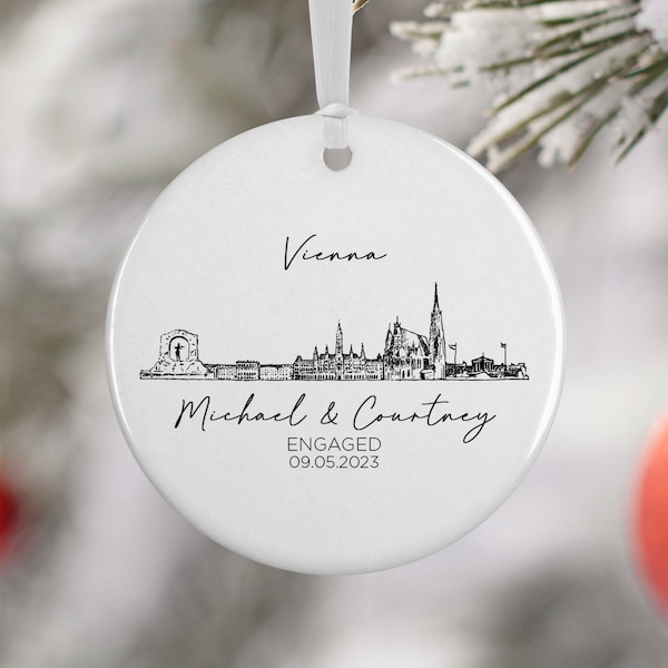 Vienna Austria Ornament, Vienna Skyline, Vienna Vacation, Engagement, Honeymoon, Travel Souvenir, Vacation Gift, 4004