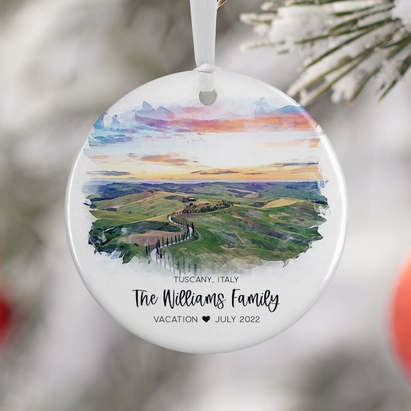 Tuscany Italy Ornament, Vacation, Engagement, Married Ornament, Travel Gift, Wedding Engagement Gift, Vacation Souvenir 3105