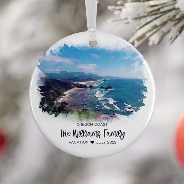 Oregon Coast Ornament, Oregon Family Vacation, Engaged, Married Ornament, Travel Gift, Wedding Engagement Gift Souvenir 3120