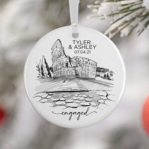 Rome Engagement Ornament, Travel Gift for Engaged Couple, Italy Engagement, Engagement Gift, Bridal Shower Gift, 2249 (ENGAGED)