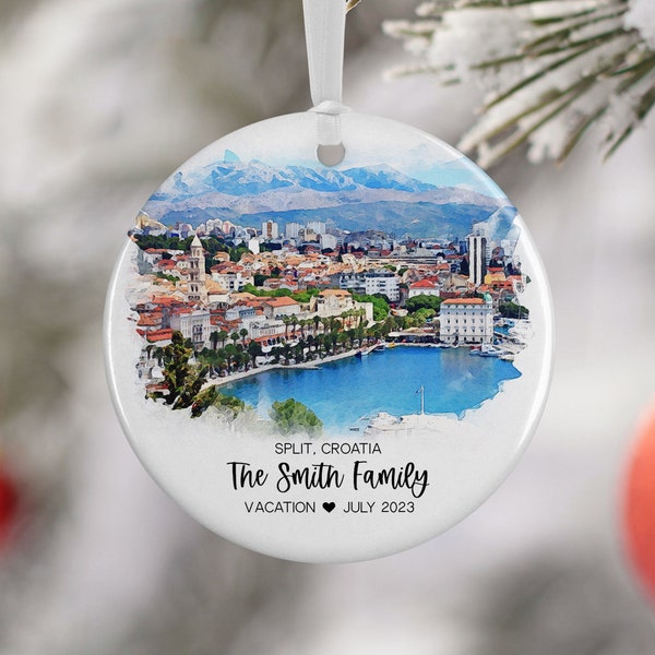 Split Croatia Christmas Ornament, Family Vacation, Engagement Gift, Family Trip, Engaged Married Gift, Travel Souvenir, 3238