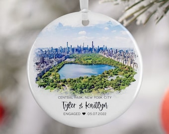 Central Park New York City Ornament, Engagement Married Ornament, Travel Gift for Engaged Couple, Engagement Gift, Vacation Souvenir 3097