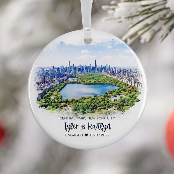 Central Park New York City Ornament, Engagement Married Ornament, Travel Gift for Engaged Couple, Engagement Gift, Vacation Souvenir 3097