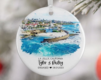 La Jolla California Christmas Ornament, Family Vacation, Engagement Gift, Family Trip, Engaged Married Gift, Travel Souvenir, 3245