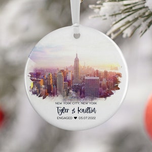 New York City Engagement Ornament, Wedding Gift, Travel Gift, Engaged Couple, Engagement Gift, Honeymoon, Married, Vacation, NYC Gift 3063