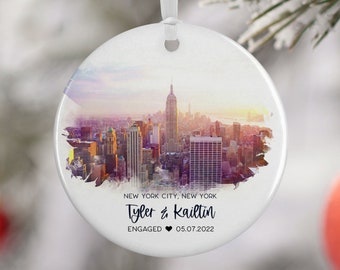 New York City Engagement Ornament, Wedding Gift, Travel Gift, Engaged Couple, Engagement Gift, Honeymoon, Married, Vacation, NYC Gift 3063