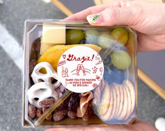 Grazie Italian Bridal Shower Stickers: Wine, Olives, Hearts