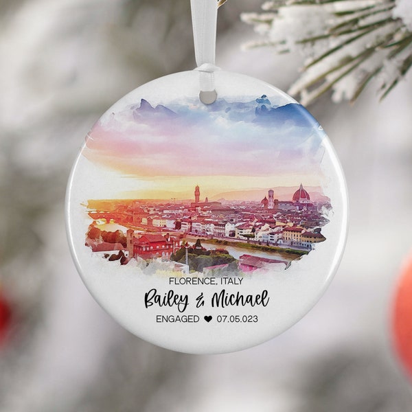 Florence Italy Ornament, Family Vacation, Engaged, Married Ornament, Travel Gift, Wedding Engagement Gift Souvenir, Tuscany 3225