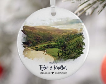 Ireland Ornament, Engaged in Ireland Countryside, Travel Engagement, Travel Gift for Engaged Couple, Engagement Gift, 3018