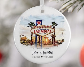 Las Vegas Nevada Engagement Ornament, Wedding Gift, Travel Gift, Engaged Couple, Engagement Gift, Honeymoon, Married, Vacation Gift 3073
