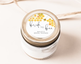 Bride to Bee Stickers, Honey Jar Stickers, Honey Bridal Shower, Wildflower Design Favors V3