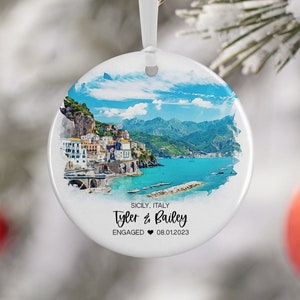Sicily Italy Christmas Ornament, Family Vacation, Engagement Gift, Family Trip, Engaged Married Gift, Travel Souvenir, 3243