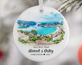 Mallorca Spain Ornament, Mallorca Spain Vacation, Majorca Vacation, Engagement, Honeymoon, Travel Souvenir, Vacation Gift, 3263