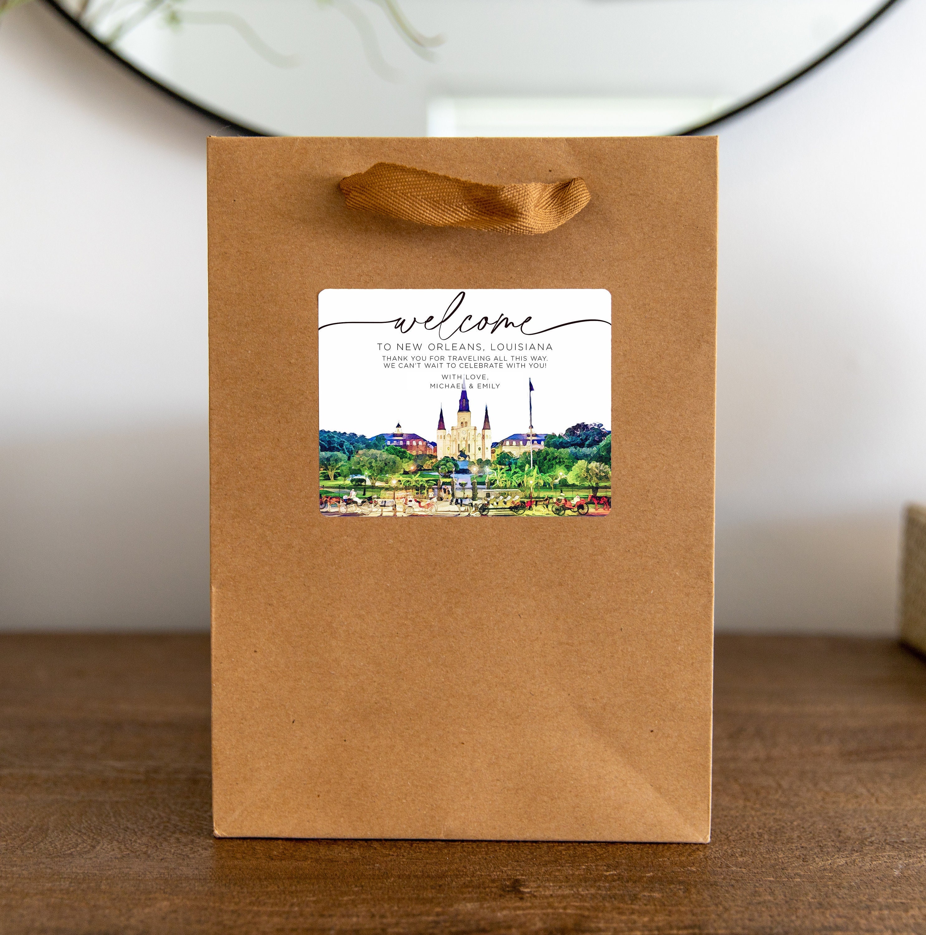 Pegatina para bolsa de bienvenida de boda en Nueva Orleans: diseño  personalizado de NOLA - Etsy México, image size:2972x3000