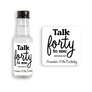 Talk Forty to Me Mini Liquor Bottle Stickers: 40th Birthday Favors Bild 1