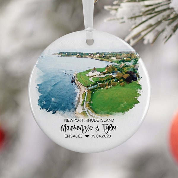 Newport Rhode Island Ornament, Newport RI, Cliffwalk, Engagement, Honeymoon, Travel Souvenir, Vacation Gift, 3255