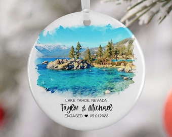 Lake Tahoe Christmas Ornament, Family Vacation, Engagement Gift, Family Trip, Engaged Married Gift, Travel Souvenir, 3250