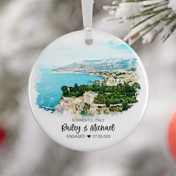 Sorrento Italy Ornament, Family Vacation, Engaged Married Ornament, Travel Gift, Wedding Engagement Gift Souvenir, Amalfi Coast 3224