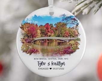 Bow Bridge Central Park New York City Ornament, NYC, Engagement Ornament, Travel Gift Engaged Couple, Engagement Gift Vacation Souvenir 3096